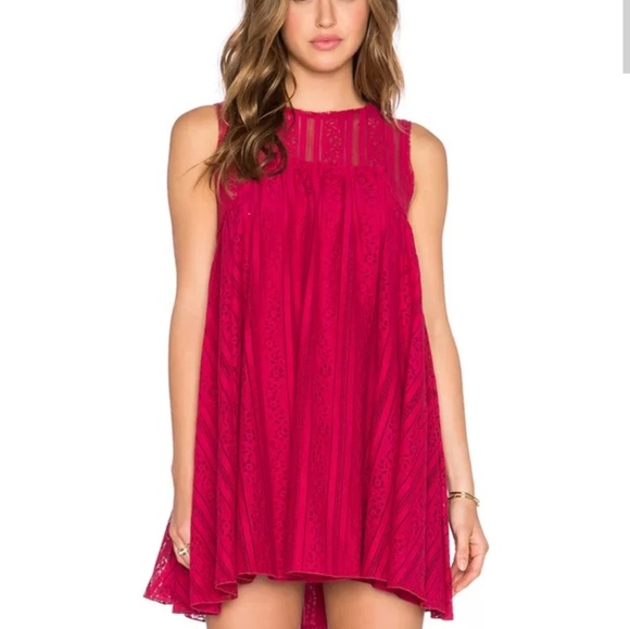 FREE PEOPLE TU-ES-LA RED MINI DRESS - Picture 1 of 8